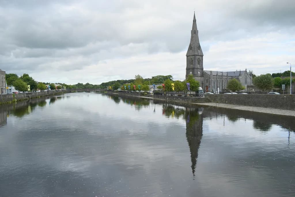 St Muredach's Cathedral, Ballina, the 19th-century neo-Gothic cathedral on the banks of the River Moy
