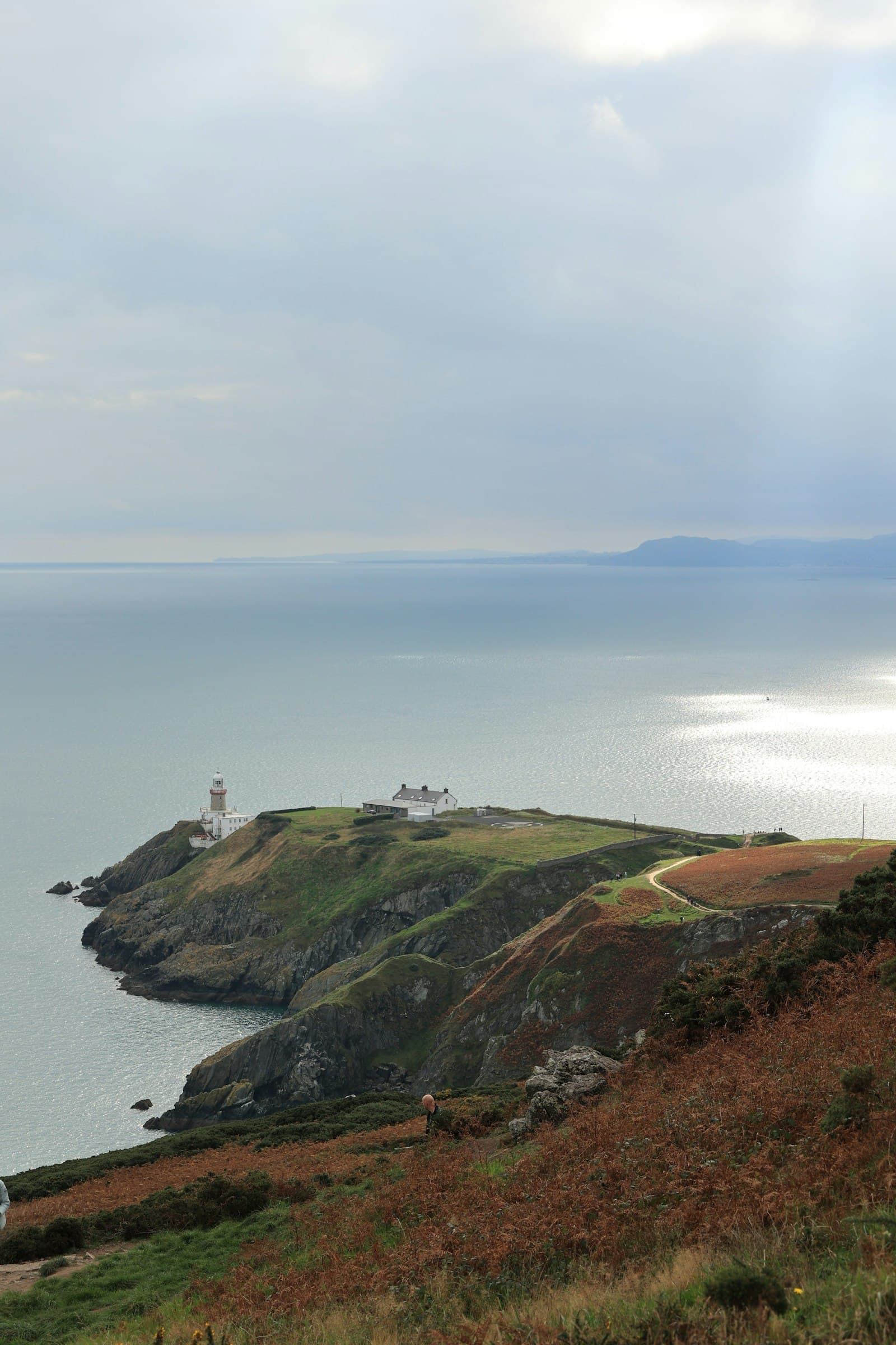 Howth cliff coastline with lighthouse overlooking the Irish Sea
